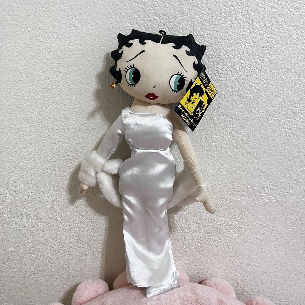 Vintage Kellytoy Betty Boop Evening Gown Betty Plush 16" White Dress 2002 w/TAG